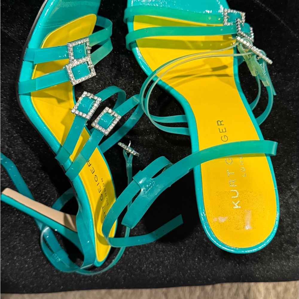 Kurt Geiger Blue and Yellow Heels with Strappy Design